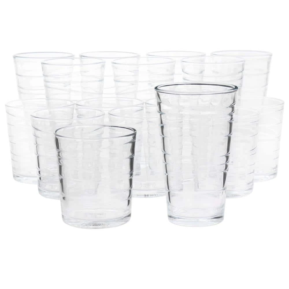 16 Piece Swirl Clear Assorted Glassware Set - Elegant Drinking Glasses by GIBSON HOME 1 16 Piece Swirl Clear Assorted Glassware Set - Elegant Drinking Glasses by GIBSON HOME