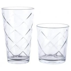 GIBSON HOME 16 Piece Lattice Glassware Drinkware Set - Elegant and Durable Drinking Glasses