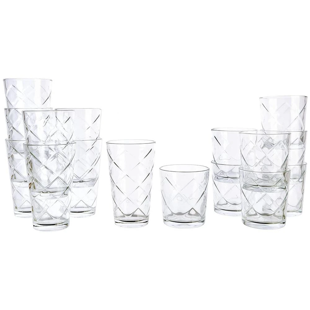 GIBSON HOME 16 Piece Lattice Glassware Drinkware Set - Elegant and Durable Drinking Glasses 2 GIBSON HOME 16 Piece Lattice Glassware Drinkware Set - Elegant and Durable Drinking Glasses - Image 2