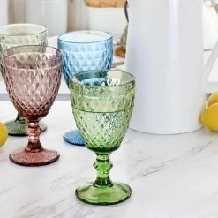 Rainbow Hue Assorted Colors 4-Piece Glass Goblet Set by GIBSON HOME - Elegant Drinking Glasses for Any Occasion -Drinkware Shop gibson home drinking glasses sets 985117470m 76 1000