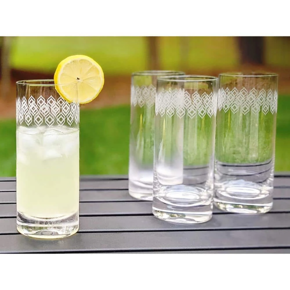 Set of 4 - 16 oz. Double Etched Frosted Glass Tumblers by Alchemade - Elegant Drinking Glasses for Everyday Use 3 Set of 4 - 16 oz. Double Etched Frosted Glass Tumblers by Alchemade - Elegant Drinking Glasses for Everyday Use - Image 3