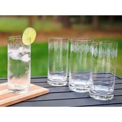 16 oz. Glass Tumblers with Etched Frosted Design, Set of 4 by Alchemade - Elegant Drinking Glasses for Any Occasion -Drinkware Shop glass alchemade drinking glasses sets alch 3501 44 1000