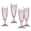Godinger Twill 5 oz. Pink Crystal Flutes (Set of 4) - Elegant Champagne Glasses
