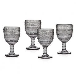 Godinger Lumina 9 oz. Smoked Crystal Goblets (Set of 4) - Elegant Drinking Glasses for Wine & Cocktails