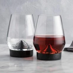 Godinger Stone Cold 13.5 oz. Stemless Wine Glasses - Set of 2, Elegant and Durable