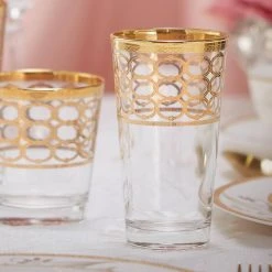 11 oz. Infinity Gold Ring Highball Glass (Set of 4) - Elegant Cocktail Glasses by Lorren Home Trends -Drinkware Shop gold lorren home trends highball glasses 1503 1f 1000
