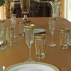 Melania Collection 10 oz. High Ball Smoke Glass Set of 6 - Premium Cocktail Glasses by Lorren Home Trends -Drinkware Shop gold lorren home trends highball glasses 9435 4f 1000