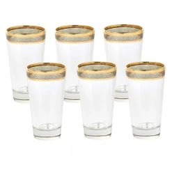 Melania Collection 10 oz. High Ball Smoke Glass Set of 6 - Premium Cocktail Glasses by Lorren Home Trends