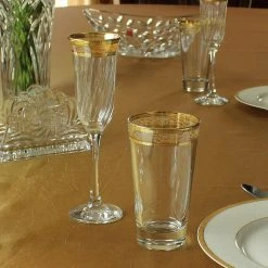 Melania 10 oz. Amber High Ball Glass Set of 6 - Elegant Cocktail Glasses by Lorren Home Trends -Drinkware Shop gold lorren home trends highball glasses 9440 1f 1000