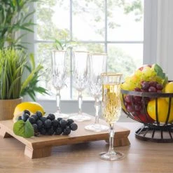 Opera Gold Rim 11 fl. oz. Crystal High Ball Set (4-Piece) - Elegant Cocktail Glasses by Lorren Home Trends -Drinkware Shop gold lorren home trends highball glasses lg6003 1f 1000