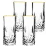 Opera Gold Rim 11 fl. oz. Crystal High Ball Set (4-Piece) - Elegant Cocktail Glasses by Lorren Home Trends