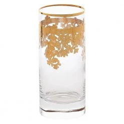 Embellished 24K Gold Crystal High Ball Tumbler Set of 4 - Elegant Cocktail Glasses by Lorren Home Trends