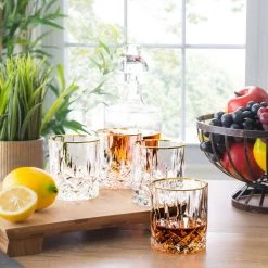 Opera Gold Rim 9 oz Rocks Glass Set (4-Piece) - Elegant Whiskey Glasses by Lorren Home Trends 7 Opera Gold Rim 9 oz Rocks Glass Set (4-Piece) - Elegant Whiskey Glasses by Lorren Home Trends -Drinkware Shop gold lorren home trends whiskey glasses lg6004 1f 1000