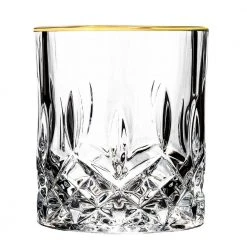 Opera Gold Rim 9 oz Rocks Glass Set (4-Piece) - Elegant Whiskey Glasses by Lorren Home Trends
