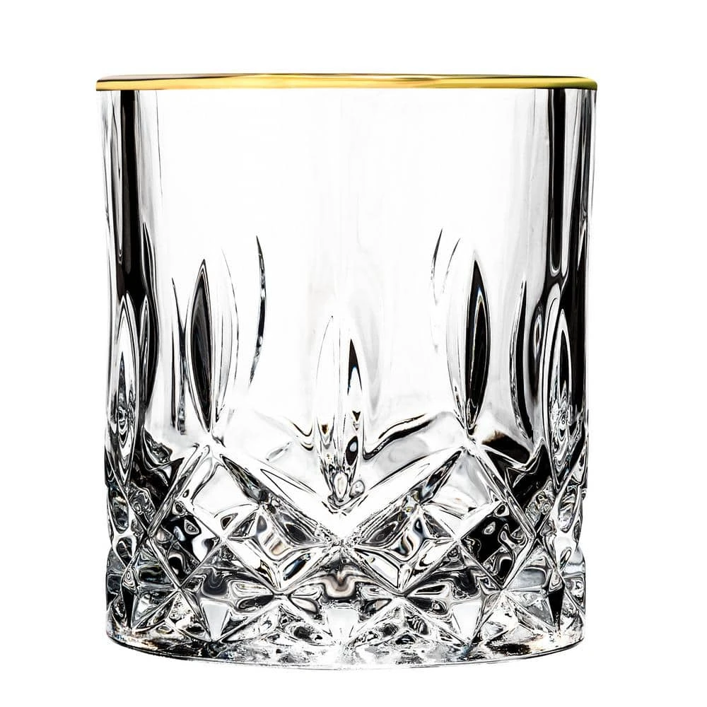 Opera Gold Rim 9 oz Rocks Glass Set (4-Piece) - Elegant Whiskey Glasses by Lorren Home Trends 1 Opera Gold Rim 9 oz Rocks Glass Set (4-Piece) - Elegant Whiskey Glasses by Lorren Home Trends