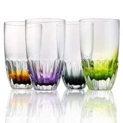 Assorted Colors Solar Highball Glasses (Set of 4) | Artland Premium Cocktail Glasses