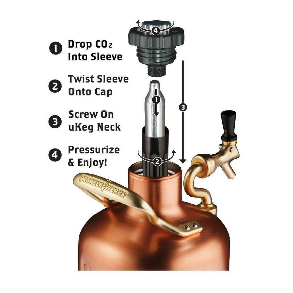 GrowlerWerks UKeg 128 oz. Copper Plated Pressurized Growler - Premium Beer Dispenser with Tap & CO2 Charger 4 GrowlerWerks UKeg 128 oz. Copper Plated Pressurized Growler - Premium Beer Dispenser with Tap & CO2 Charger - Image 4