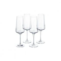 Genoa 12 oz. Lead-Free Crystal Champagne Flutes, Set of 4 | Elegant Glassware for Celebrations