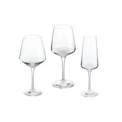 Genoa Lead-Free Crystal Wine Glasses Set of 12 - 26.5 oz Red Wine, 15.5 oz White Wine, 12 oz Champagne