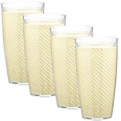 Kraftware Fishnet 22 oz. Ivory Insulated Drinkware Set of 4 - Stylish & Durable Drinking Glasses