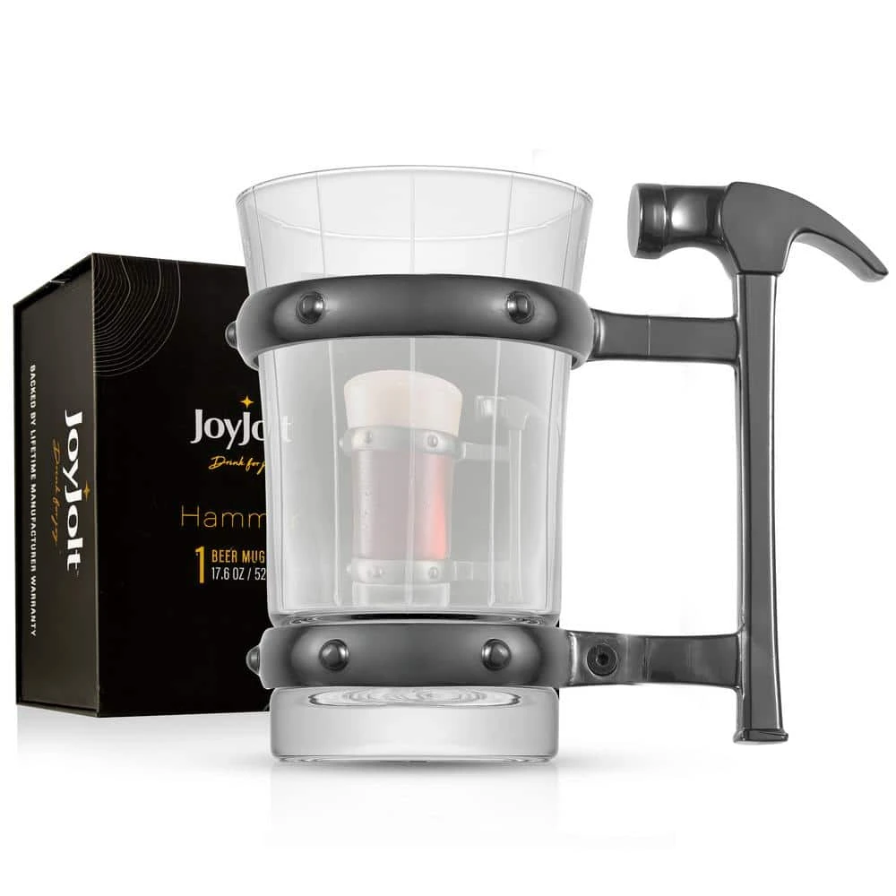 JoyJolt Tools Collection 17 oz. Hammer Handle Single Beer Mug - Unique Design, Perfect for Beer Enthusiasts 1 JoyJolt Tools Collection 17 oz. Hammer Handle Single Beer Mug - Unique Design, Perfect for Beer Enthusiasts