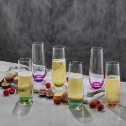 JoyJolt Hue 9.4 oz. Ombre Multi-Color Stemless Champagne Flute Glass Set (Set of 6) 10 JoyJolt Hue 9.4 oz. Ombre Multi-Color Stemless Champagne Flute Glass Set (Set of 6) -Drinkware Shop joyjolt champagne glasses jg10271 44 1000
