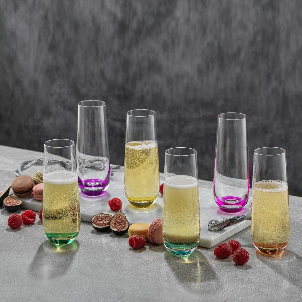JoyJolt Hue 9.4 oz. Ombre Multi-Color Stemless Champagne Flute Glass Set (Set of 6) 5 JoyJolt Hue 9.4 oz. Ombre Multi-Color Stemless Champagne Flute Glass Set (Set of 6) - Image 5