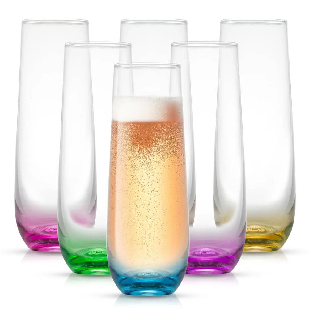 JoyJolt Hue 9.4 oz. Ombre Multi-Color Stemless Champagne Flute Glass Set (Set of 6) 1 JoyJolt Hue 9.4 oz. Ombre Multi-Color Stemless Champagne Flute Glass Set (Set of 6)