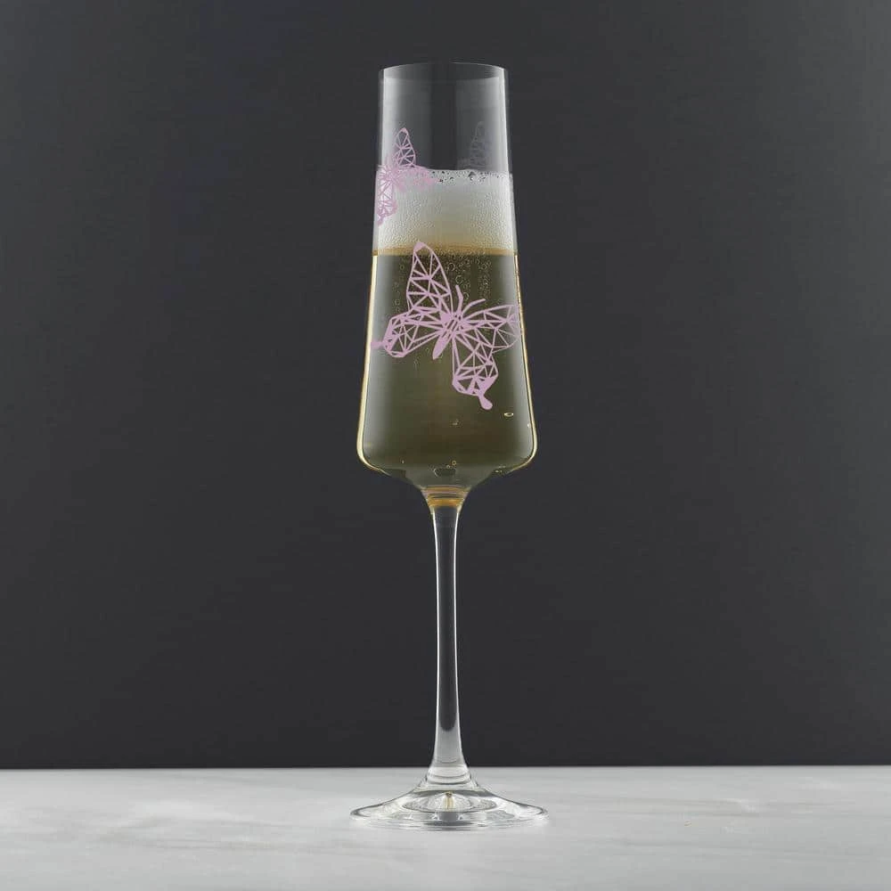 Meadow Butterfly 10 oz. Crystal Stemmed Champagne Flute Glass Set (Set of 2) - Elegant & Durable 5 Meadow Butterfly 10 oz. Crystal Stemmed Champagne Flute Glass Set (Set of 2) - Elegant & Durable - Image 5