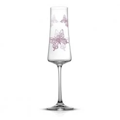 Meadow Butterfly 10 oz. Crystal Stemmed Champagne Flute Glass Set (Set of 2) - Elegant & Durable