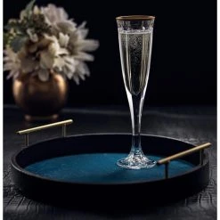 JoyJolt Windsor 4.3 oz. Gold Rim Crystal Champagne Flute Glass Set (Set of 2) - Elegant & Stylish -Drinkware Shop joyjolt champagne glasses jwi10143 1f 1000