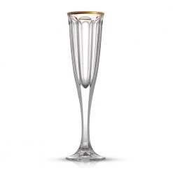 JoyJolt Windsor 4.3 oz. Gold Rim Crystal Champagne Flute Glass Set (Set of 2) - Elegant & Stylish -Drinkware Shop joyjolt champagne glasses jwi10143 fa 1000