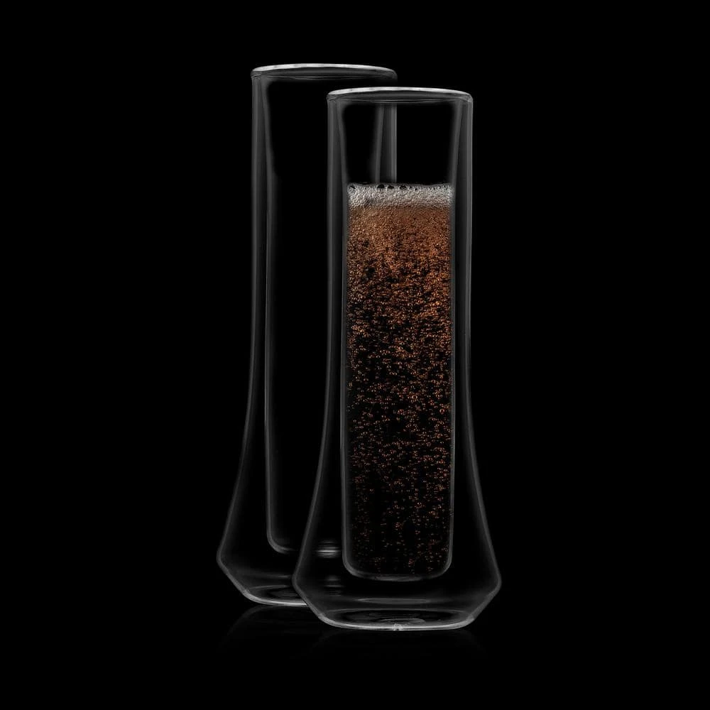 JoyJolt Cosmo 5 oz. Clear Double Wall Stemless Champagne Flute Glass Set of 4 | Elegant & Durable Borosilicate Glass 4 JoyJolt Cosmo 5 oz. Clear Double Wall Stemless Champagne Flute Glass Set of 4 | Elegant & Durable Borosilicate Glass - Image 4