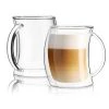 JoyJolt Caleo 13.5 oz. Double Wall Insulated Latte Glasses (Set of 2) - Elegant & Durable Drinking Glasses
