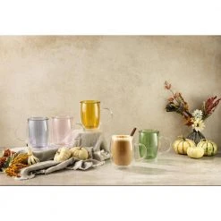 JoyJolt Aroma 13.5 oz Borosilicate Glass Violet Colored Double Wall Coffee Tea Mugs Set (Set of 4) -Drinkware Shop joyjolt drinking glasses sets jgt10258 44 1000