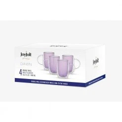 JoyJolt Aroma 13.5 oz Borosilicate Glass Violet Colored Double Wall Coffee Tea Mugs Set (Set of 4) -Drinkware Shop joyjolt drinking glasses sets jgt10258 fa 1000