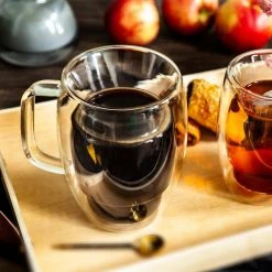 JoyJolt Cadus 16 oz. Double Wall Coffee Glasses - Set of 4, Insulated Clear Glass Cups for Coffee, Tea, or Espresso -Drinkware Shop joyjolt drinking glasses sets mg20229 4f 1000