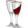 JoyJolt Windsor 8 oz. Gold Rim Crystal Red Wine Glass Set (Set of 2) - Elegant & Durable