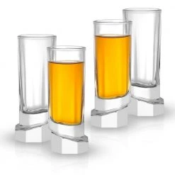 JoyJolt Aqua Vitae 1.7 oz. Off Base Octagon Shot Glasses, Set of 4 - Elegant Cocktail & Liquor Glasses -Drinkware Shop joyjolt shot glasses aq10161 fa 1000
