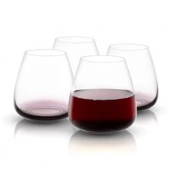JoyJolt 18.2 oz. Black Swan Stemless Red Wine Glasses (Set of 4) - Elegant & Modern -Drinkware Shop joyjolt stemless wine glasses jb10315 fa 1000