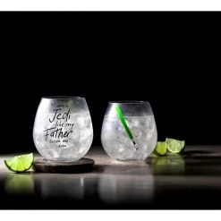 JoyJolt Star Wars Luke Skywalker Green Lightsaber Stemless Wine Glasses - Set of 2, 15 oz -Drinkware Shop joyjolt stemless wine glasses jsw10822 1f 1000