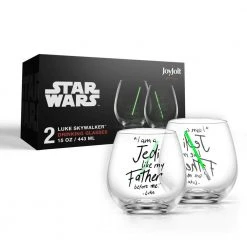 JoyJolt Star Wars Luke Skywalker Green Lightsaber Stemless Wine Glasses - Set of 2, 15 oz -Drinkware Shop joyjolt stemless wine glasses jsw10822 76 1000