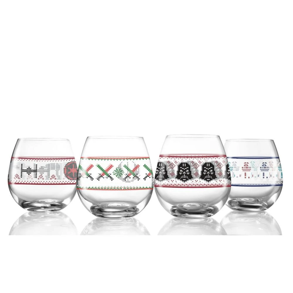 Star Wars Ugly Sweater Collection 15 oz. Stemless Drinking Glass (Set of 4) 1 Star Wars Ugly Sweater Collection 15 oz. Stemless Drinking Glass (Set of 4)