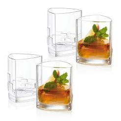 JoyJolt Revere Triangle 13 oz. Double Old Fashioned Whiskey Glasses (Set of 4) - Elegant Cocktail Glasses -Drinkware Shop joyjolt whiskey glasses mg20239 fa 1000