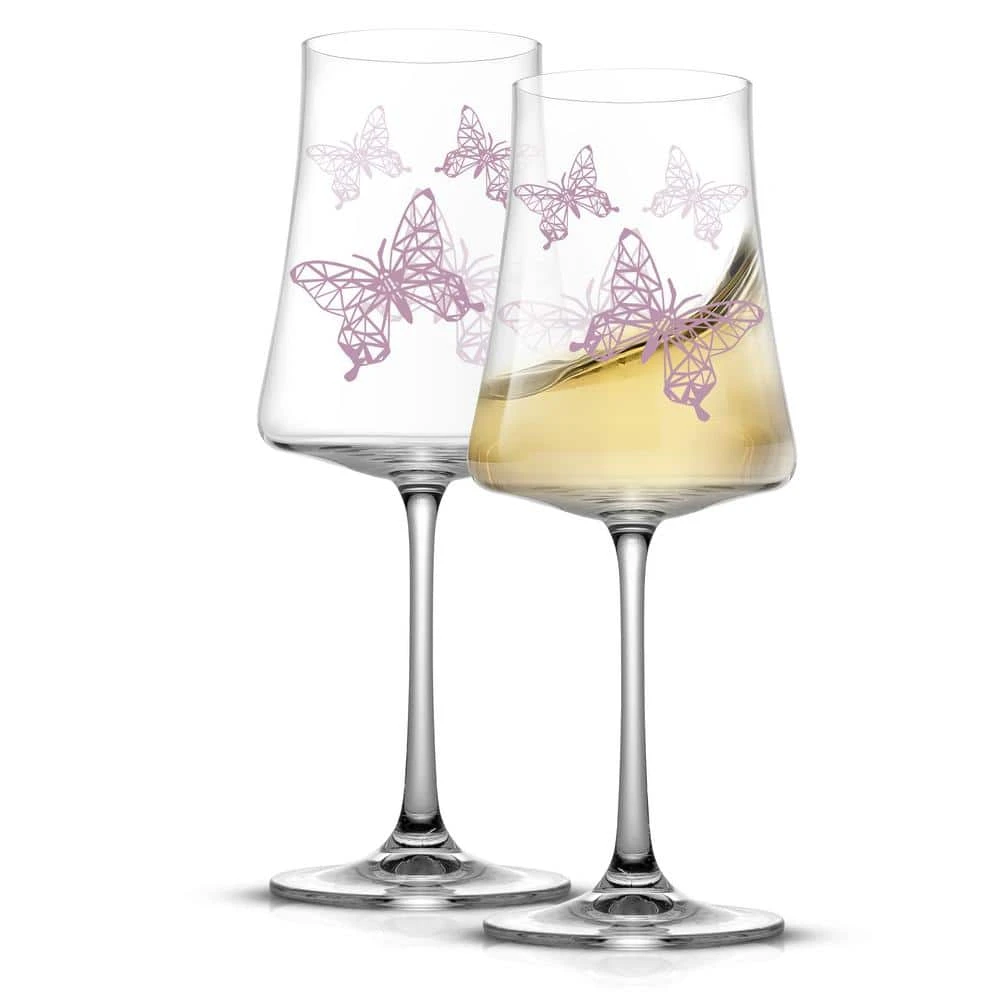 JoyJolt Meadow Butterfly 19 oz. Crystal Stemmed White Wine Glass Set (Set of 2) - Elegant & Durable 2 JoyJolt Meadow Butterfly 19 oz. Crystal Stemmed White Wine Glass Set (Set of 2) - Elegant & Durable - Image 2