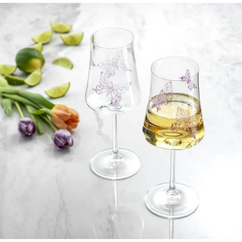 JoyJolt Meadow Butterfly 19 oz. Crystal Stemmed White Wine Glass Set (Set of 2) - Elegant & Durable 7 JoyJolt Meadow Butterfly 19 oz. Crystal Stemmed White Wine Glass Set (Set of 2) - Elegant & Durable - Image 7