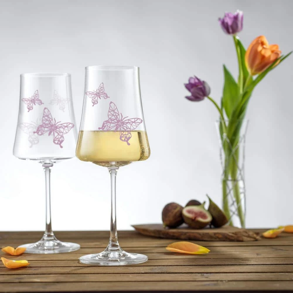 JoyJolt Meadow Butterfly 19 oz. Crystal Stemmed White Wine Glass Set (Set of 2) - Elegant & Durable 3 JoyJolt Meadow Butterfly 19 oz. Crystal Stemmed White Wine Glass Set (Set of 2) - Elegant & Durable - Image 3