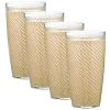 Kraftware Fishnet 22 oz. Tan Insulated Drinkware Set of 4 - Premium Drinking Glasses for Hot & Cold Beverages