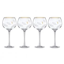 Lenox Holiday Gold 4-Piece Balloon Red Wine Glass Set - Elegant & Durable