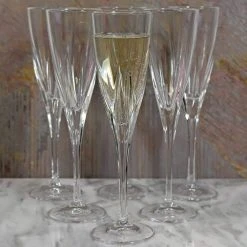 RCR Fusion Crystal Champagne Glass Set of 6 - Elegant & Durable by Lorren Home Trends -Drinkware Shop lorren home trends champagne glasses 255550 1f 1000